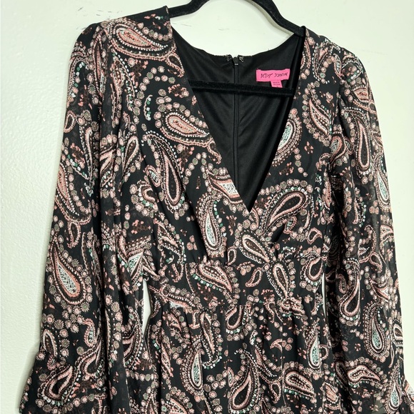 Betsey Johnson womens 8 midi bambi bell sleeves paisley print dress witchy vamp - Picture 12 of 12